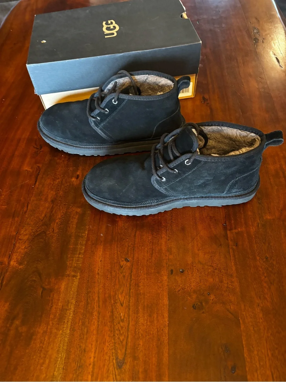 UGG Men's Black Suede Chukka Boots with Fleece Lining